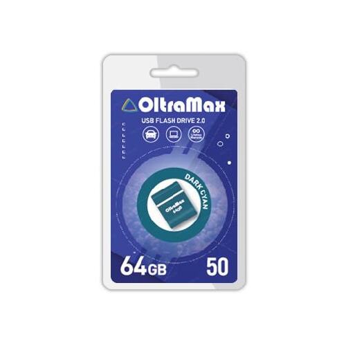 Флеш-накопитель 64Gb OltraMax Drive 50 Mini, USB 2.0, пластик, голубой, тёмный