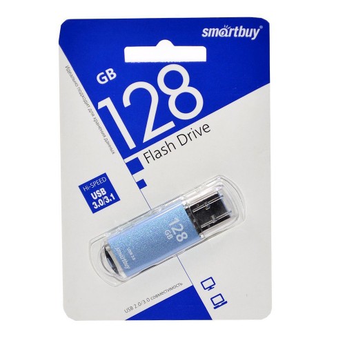 Флеш-накопитель 128Gb SmartBuy V-Cut, USB 3.0, пластик, синий