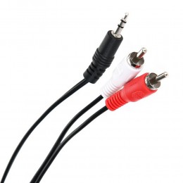 Кабель Jack 3,5mm(m) - 2xRCA(m) VCOM VAV7183, 10.0м, цвет: чёрный