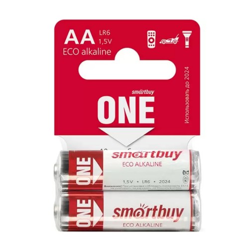 Батарейка AA SmartBuy LR06-2BL ONE BULK ECO, 1.5В, (2/60/600)