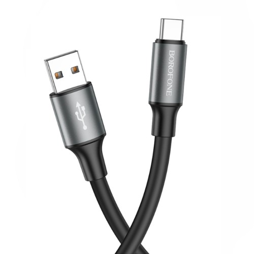 Кабель USB - Type-C Borofone BX82 Bountiful, 1.0м, круглый, 3.0A, силикон, цвет: чёрный