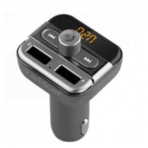 FM-трансмиттер Earldom, ET-M11, Bluetooth, 2 USB. AUX, пластик, TF, цвет: серый