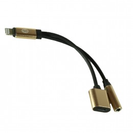Переходник 8 pin(m) - Jack 3,5mm(f), 8 pin(f) без бренда GL026 , цвет: золотой
