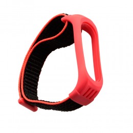 Ремешок для фитнес-браслета XIAOMI Mi Band 3/ Mi Band 4 без бренда, Nylon, №20, ткань, цвет: чёрный, розовый
