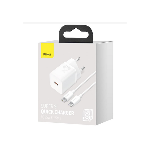 Блок питания Baseus 1 Type-C, 25Вт, QC3.0, PD3.0, белый
