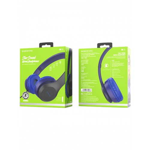 Наушники Borofone BO5 Star Sound, Jack 3.5мм, синий
