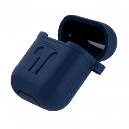 Чехол силиконовый без бренда для APPLE Airpods, Colored, цвет: синий, тёмный
