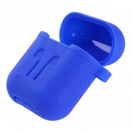 Чехол силиконовый без бренда для APPLE Airpods, Colored, цвет: синий
