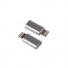 Переходник 8 pin - микро USB(f) Perfeo I4313, плоский, пластик, цвет: серебряный