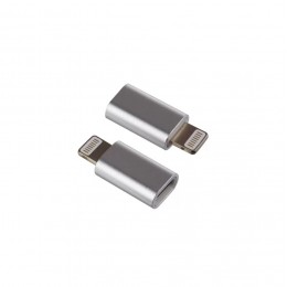 Переходник 8 pin - микро USB(f) Perfeo I4313, плоский, пластик, цвет: серебряный