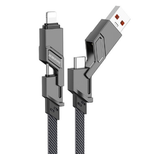 Кабель 8 pin, Type-C - USB, Type-C Borofone BU43 Triumph, 1.2м, 2А/3А, PD 27Вт, цвет: чёрный