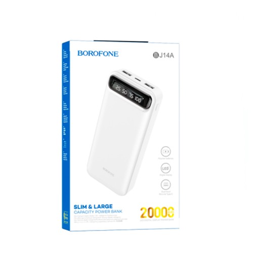 Аккумулятор внешний Borofone BJ14A, Freeway, 20000mAh, цвет: белый