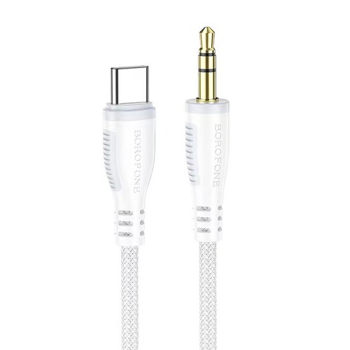 Кабель AUX Type-C (m) - Jack 3.5mm (m) Borofone BL14, 1.0м, белый
