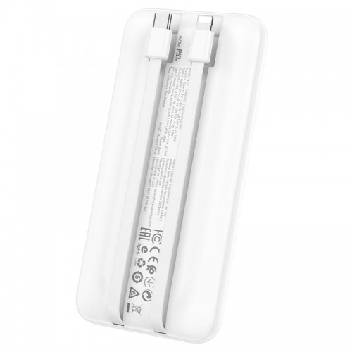 Аккумулятор внешний Borofone BJ22, 10000mAh, пластик, PD20W, выход USB, Type-C, дисплей, кабель Type-C, 8-pin, 2.0A, цвет: белый