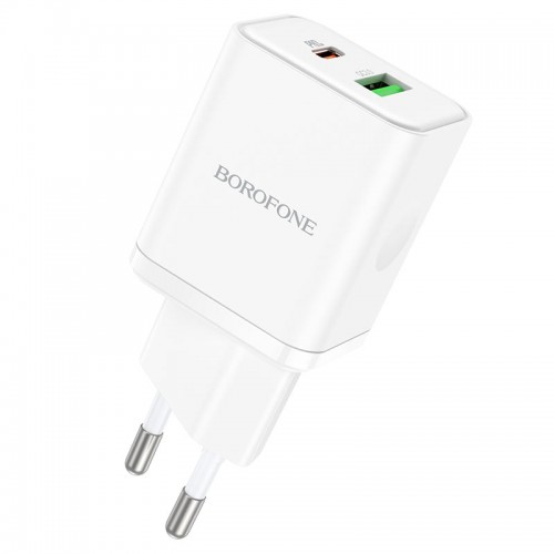 Блок питания сетевой 1 USB, Type-C Borofone BN7, Xunfei, 3000mA, 20Вт, QC3.0, PD3.0, цвет: белый