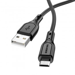 Кабель USB - микро USB Borofone BX66 Wide, 1.0м, круглый, 2.4A, силикон, цвет: чёрный