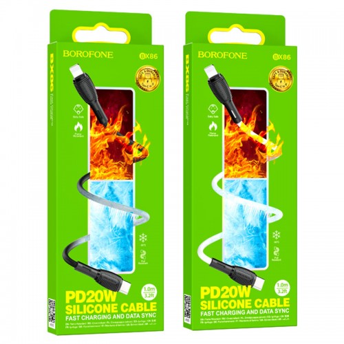 Кабель 8 pin - Type-C Borofone BX86, 1.0м, 20Вт, QC3.0, PD3.0, чёрный
