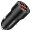 Блок питания автомобильный 2 USB Borofone BZ19B, черный, 1.0м
