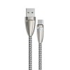 Кабель USB - Type-C Borofone BU3 BlinkJet, 1.2м, круглый, 2.4A, ткань, цвет: серебряный