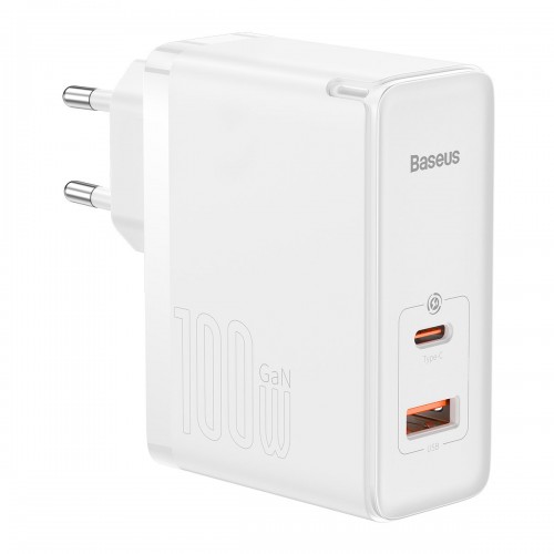 Блок питания Baseus CCGAN100E5, 100Вт, 1 USB, 1 Type-C, белый
