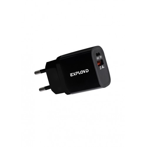 Блок питания сетевой 1 USB, Type-C Exployd EX-Z-1127, RASH, 3.0A, цвет: чёрный