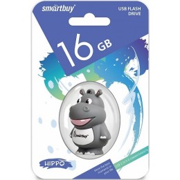 Флеш-накопитель 16Gb SmartBuy Wild series Hippo, USB 2.0, пластик, серый