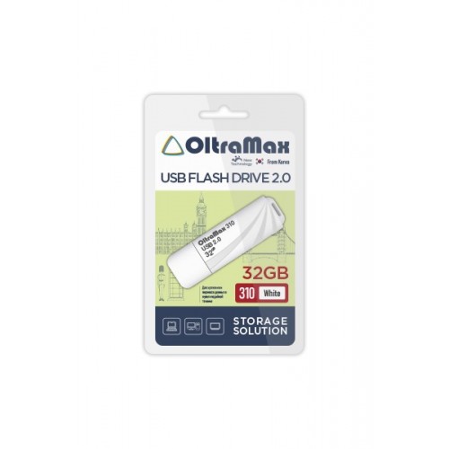 Флеш-накопитель 32Gb OltraMax 310, USB 2.0, пластик, белый