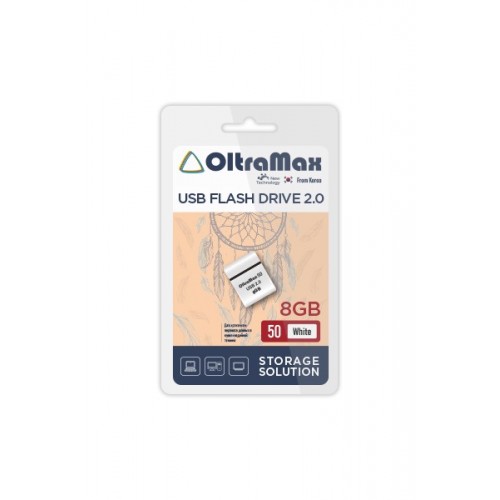 Флеш-накопитель 8Gb OltraMax Drive 50 Mini, USB 2.0, пластик, белый