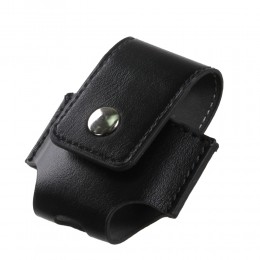 Чехол кожаный без бренда для APPLE Airpods, Leather, кожа, кнопка, крючок, цвет: чёрный
