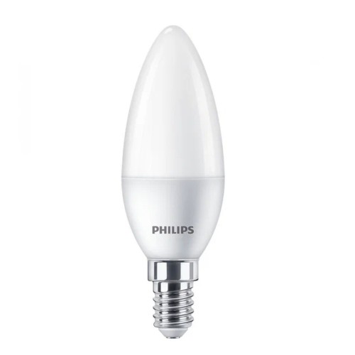 Лампа светодиодная Philips B35, ESS LEDCANDLE, E14, свеча, 6Вт/220-240V/2700K, теплый белый, матовая