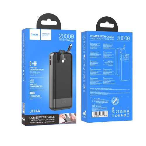 Аккумулятор внешний HOCO J114A, 20000mAh, цвет: черный