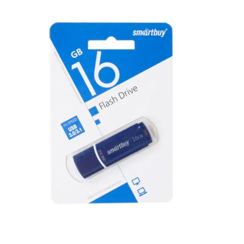 Флеш-накопитель 16Gb SmartBuy Crown, USB 3.0, пластик, синий