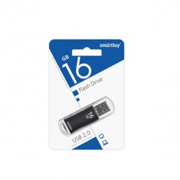 Флеш-накопитель 16Gb SmartBuy V-Cut, USB 2.0, пластик, чёрный