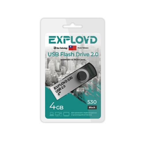 Флеш-накопитель 4Gb Exployd 530, USB 2.0, пластик, чёрный