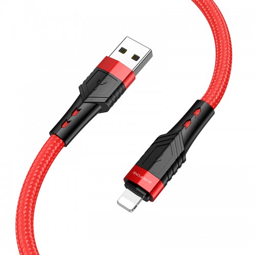 Кабель USB - 8 pin Borofone BU35, 1.2м, 2.4A, цвет: красный