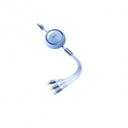 Кабель USB - 8 pin, Type-C, микро USB Remax RC-C033 Linon Series, 1.2м, цвет: голубой