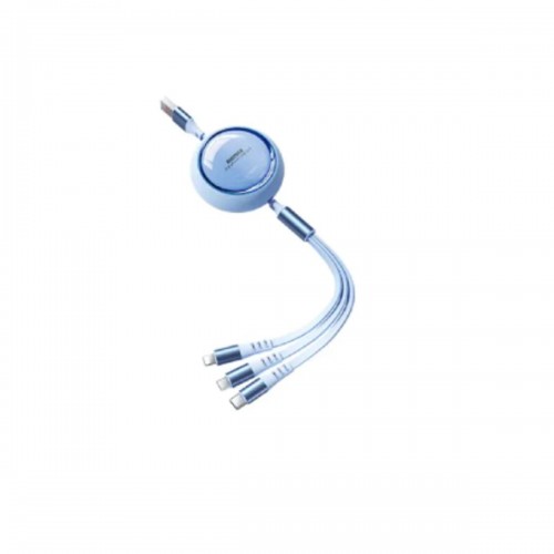 Кабель USB - 8 pin, Type-C, микро USB Remax RC-C033 Linon Series, 1.2м, цвет: голубой