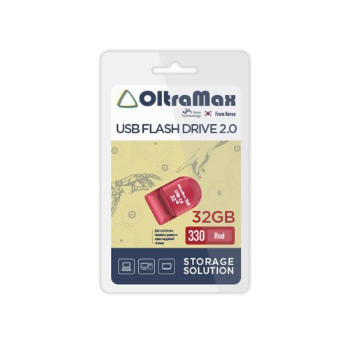 Флеш-накопитель 32Gb OltraMax 330, USB 2.0, пластик, красный