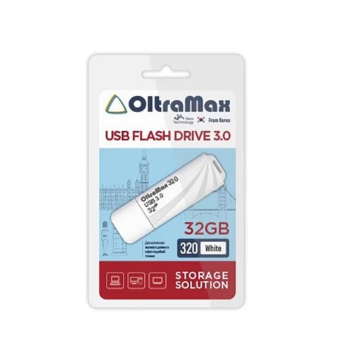 Флеш-накопитель 32Gb OltraMax 320, USB 3.0, пластик, белый