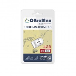 Флеш-накопитель 4Gb OltraMax 330, USB 2.0, пластик, белый