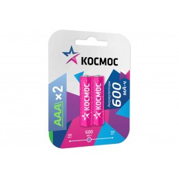 Аккумулятор AAA Космос, R03-2BL, 600mAh, (2/24/288)