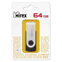 Флеш-накопитель 64Gb Mirex SWIVEL, USB 2.0, пластик, чёрный