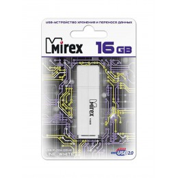 Флеш-накопитель 16Gb Mirex LINE, USB 2.0, пластик, белый