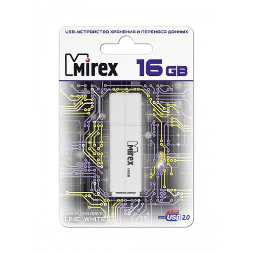 Флеш-накопитель 16Gb Mirex LINE, USB 2.0, пластик, белый