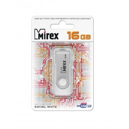 Флеш-накопитель 16Gb Mirex SWIVEL, USB 2.0, металл, белый