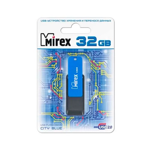 Флеш-накопитель 32Gb Mirex CITY, USB 2.0, пластик, синий