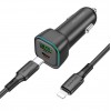 Блок питания автомобильный USB, Type-C Borofone BZ28A, Trophie, 5V, 3.0A, 30Вт, PD, QC 3.0, кабель Type-C, 8-pin, 1.0м, цвет: черный