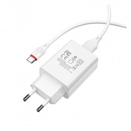 Блок питания сетевой 1 USB Borofone BA21A, Long, 3000mA, 18Вт, QC3.0, QC2.0, кабель Type-C, цвет: белый