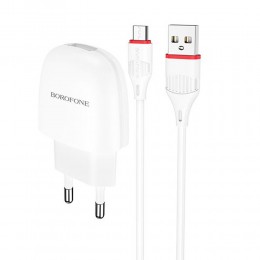 Блок питания сетевой 1 USB Borofone BA49A, Vast power, 2100mA, кабель микро USB, цвет: белый
