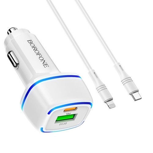 Блок питания автомобильный Borofone BZ14A 1 USB, Type-C, 3000mA
